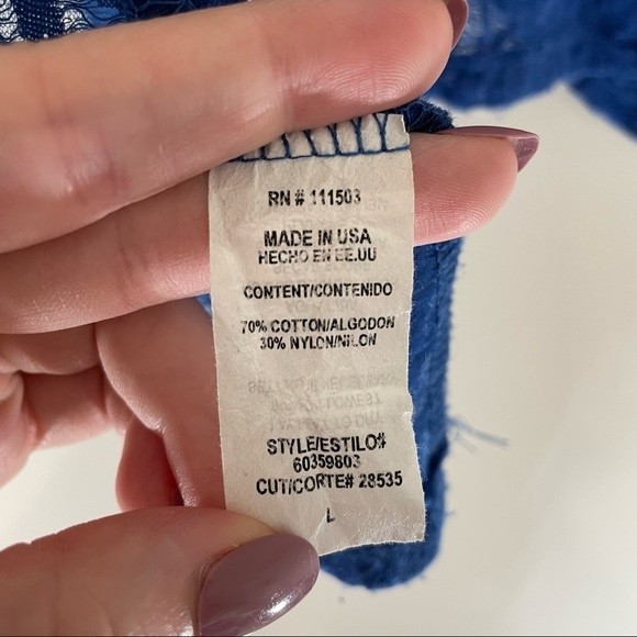 Lily White Royal Blue Open Back Lace Tank Top Size L - Picture 6 of 8